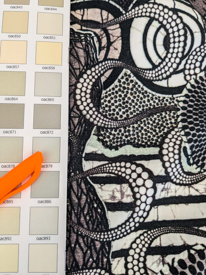 1 EV52 1.2y x 58.25"wide Scalamandre Lelievre Paris Jean Paul Gaultier Meltingpot Graphite Abstract Art Deco Suzani Classic Novelty Black and White MSRP USD450+