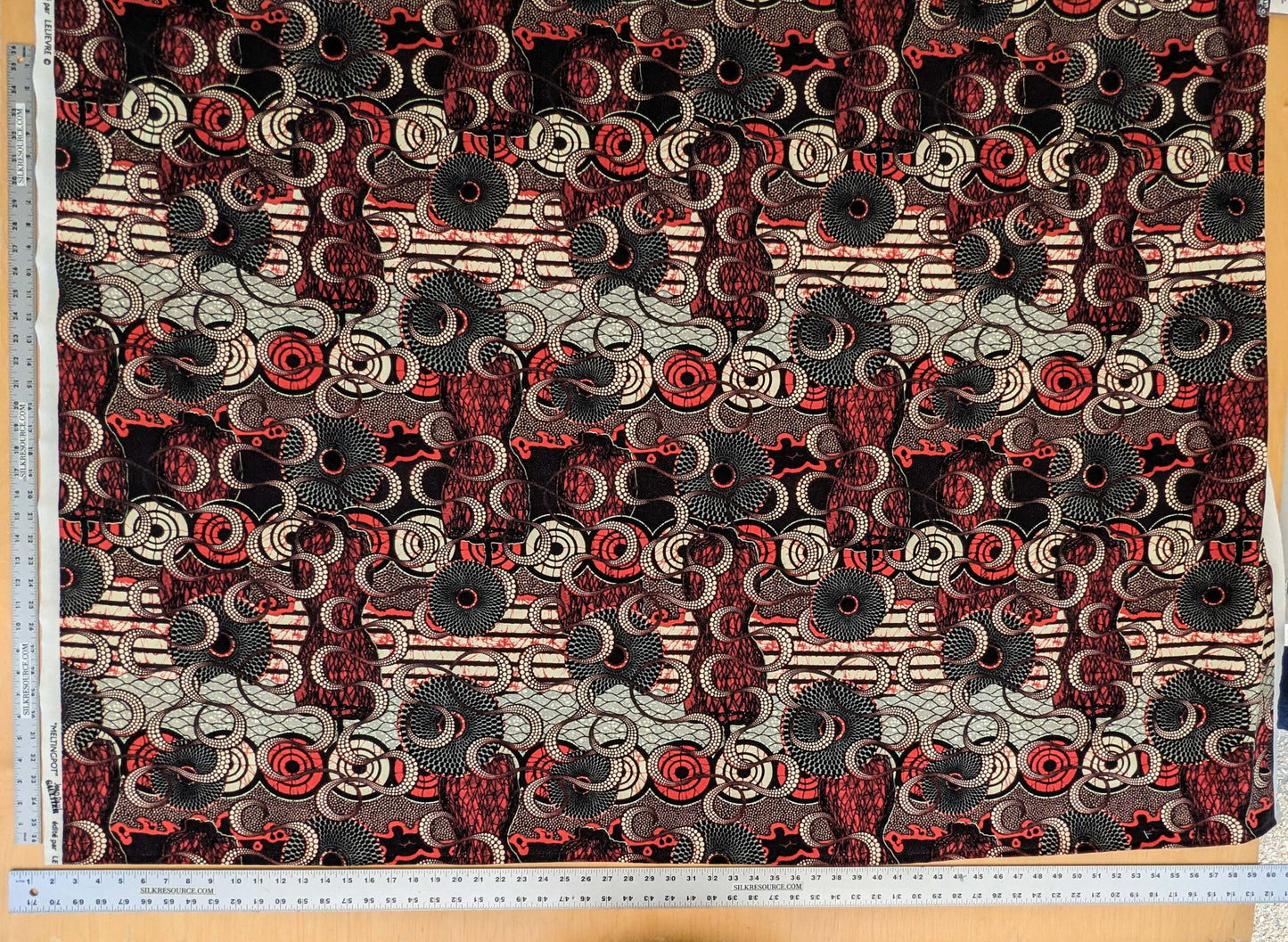 2 EV52 1.2y x 58"wide Scalamandre Lelievre Paris Jean Paul Gaultier Meltingpot Rouge Abstract Art Deco Suzani Classic Novelty Orange Black White  MSRP USD450+