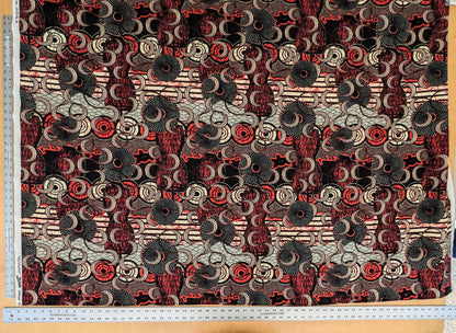 2 EV52 1.2y x 58"wide Scalamandre Lelievre Paris Jean Paul Gaultier Meltingpot Rouge Abstract Art Deco Suzani Classic Novelty Orange Black White  MSRP USD450+