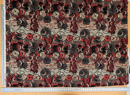 2 EV52 1.2y x 58"wide Scalamandre Lelievre Paris Jean Paul Gaultier Meltingpot Rouge Abstract Art Deco Suzani Classic Novelty Orange Black White  MSRP USD450+