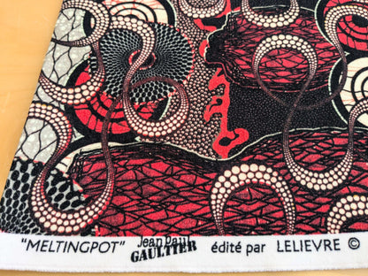 2 EV52 1.2y x 58"wide Scalamandre Lelievre Paris Jean Paul Gaultier Meltingpot Rouge Abstract Art Deco Suzani Classic Novelty Orange Black White  MSRP USD450+