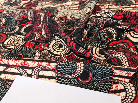 2 EV52 1.2y x 58"wide Scalamandre Lelievre Paris Jean Paul Gaultier Meltingpot Rouge Abstract Art Deco Suzani Classic Novelty Orange Black White  MSRP USD450+