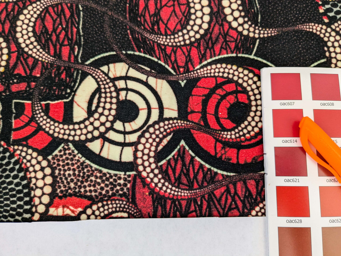 2 EV52 1.2y x 58"wide Scalamandre Lelievre Paris Jean Paul Gaultier Meltingpot Rouge Abstract Art Deco Suzani Classic Novelty Orange Black White  MSRP USD450+