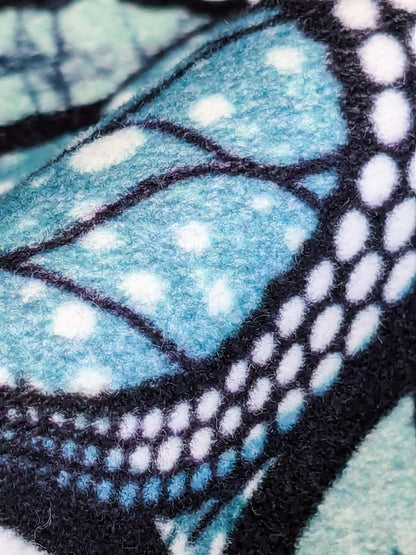 3 EV52 1.2y x 58"wide Scalamandre Lelievre Paris Jean Paul Gaultier Meltingpot Aqua Abstract Art Deco Suzani Classic Novelty Blue Black White  MSRP USD450+