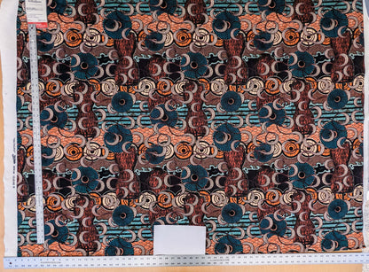 4 EV52 1.2y x 58"wide Scalamandre Lelievre Paris Jean Paul Gaultier Meltingpot Terre Abstract Art Deco Suzani Classic Novelty Orange Blue White  MSRP USD450+