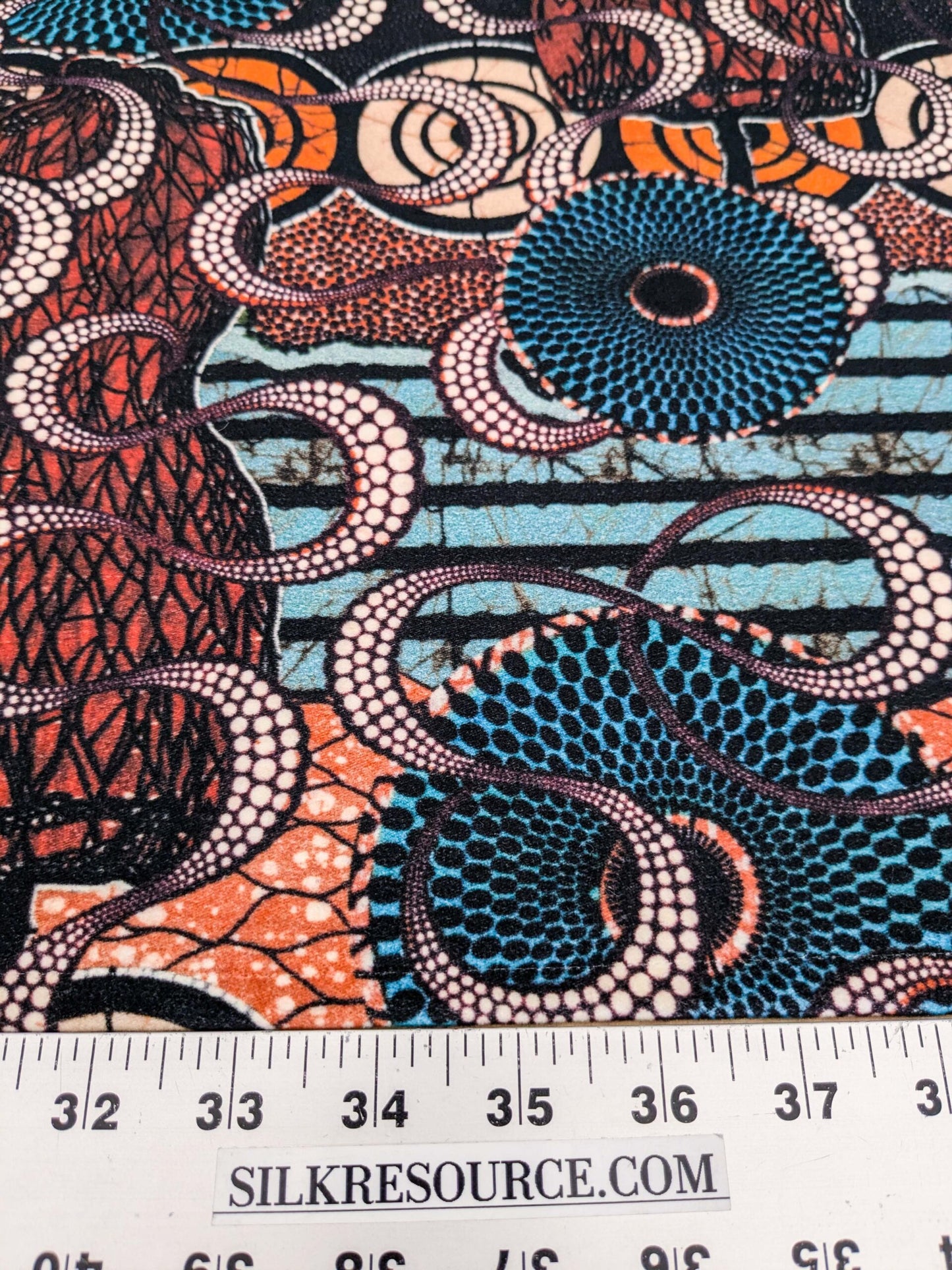 4 EV52 1.2y x 58"wide Scalamandre Lelievre Paris Jean Paul Gaultier Meltingpot Terre Abstract Art Deco Suzani Classic Novelty Orange Blue White  MSRP USD450+