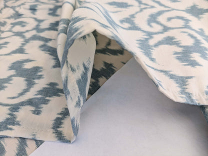 6 EV52 2.4y x 54"wide Scalamandre Hinson Swirl Blue White Silk Linen Damask Ikat Scroll MSRP USD 372/Y