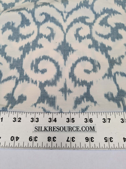 6 EV52 2.4y x 54"wide Scalamandre Hinson Swirl Blue White Silk Linen Damask Ikat Scroll MSRP USD 372/Y