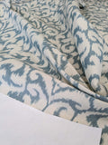 6 EV52 2.4y x 54"wide Scalamandre Hinson Swirl Blue White Silk Linen Damask Ikat Scroll MSRP USD 372/Y