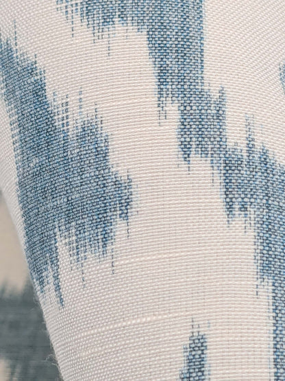 6 EV52 2.4y x 54"wide Scalamandre Hinson Swirl Blue White Silk Linen Damask Ikat Scroll MSRP USD 372/Y