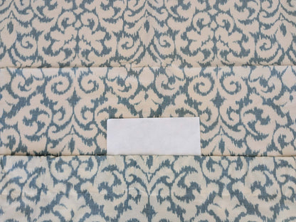 6 EV52 2.4y x 54"wide Scalamandre Hinson Swirl Blue White Silk Linen Damask Ikat Scroll MSRP USD 372/Y