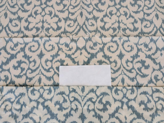 6 EV52 2.4y x 54"wide Scalamandre Hinson Swirl Blue White Silk Linen Damask Ikat Scroll MSRP USD 372/Y