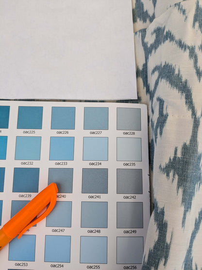 6 EV52 2.4y x 54"wide Scalamandre Hinson Swirl Blue White Silk Linen Damask Ikat Scroll MSRP USD 372/Y