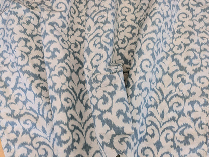 6 EV52 2.4y x 54"wide Scalamandre Hinson Swirl Blue White Silk Linen Damask Ikat Scroll MSRP USD 372/Y