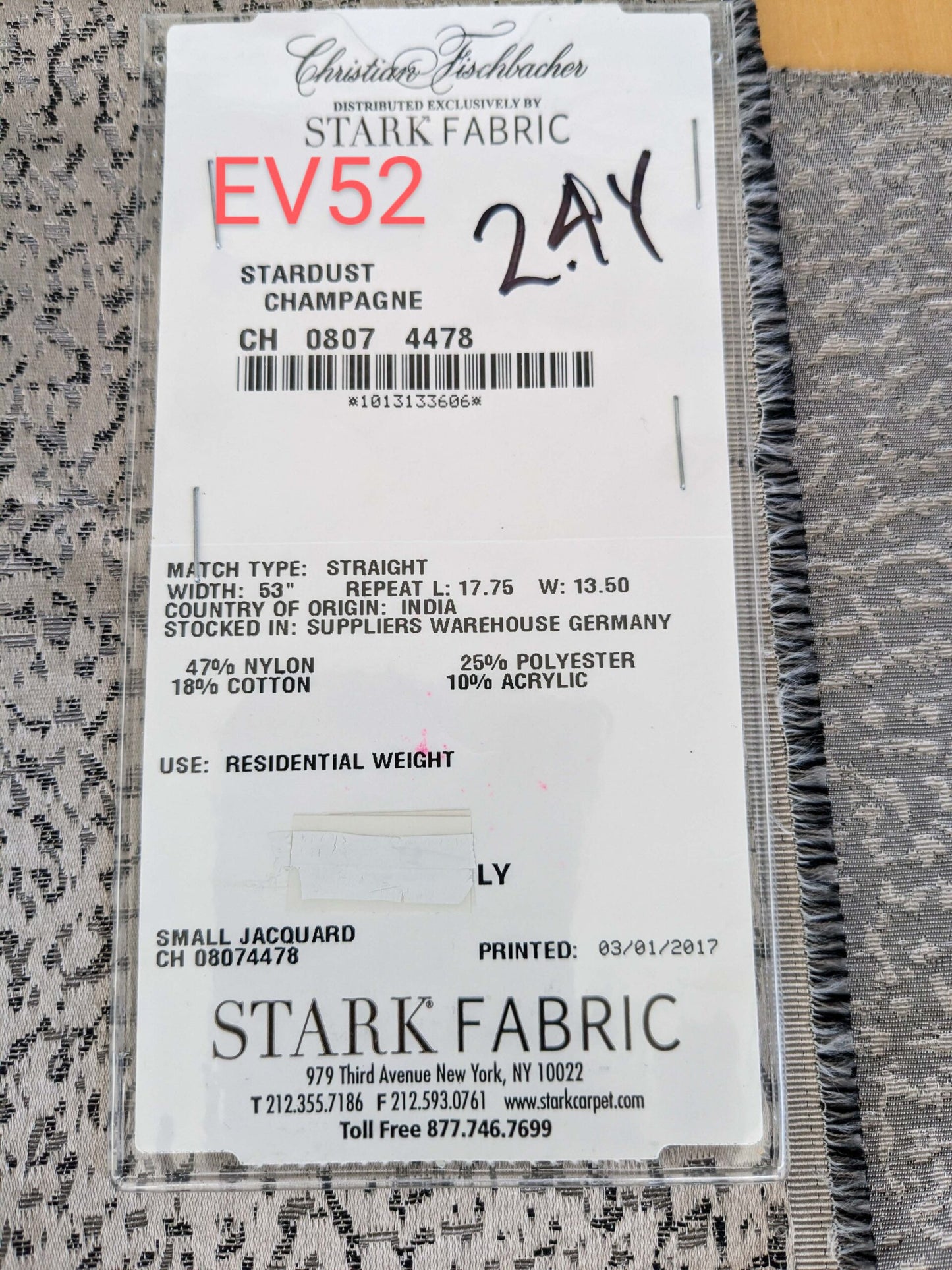 7 EV52 2.4y x 53"wide Scalamandre Christian Fischbacher Stardust Champagne Gray Small Scale Texture MSRP USD 400+/y