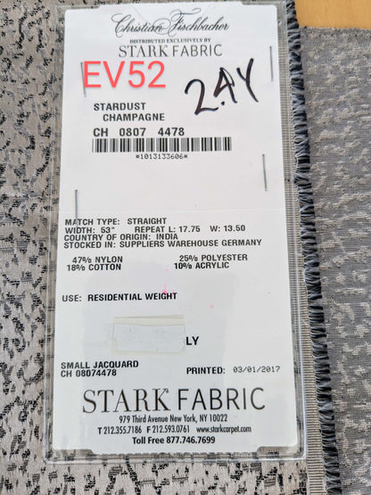 7 EV52 2.4y x 53"wide Scalamandre Christian Fischbacher Stardust Champagne Gray Small Scale Texture MSRP USD 400+/y