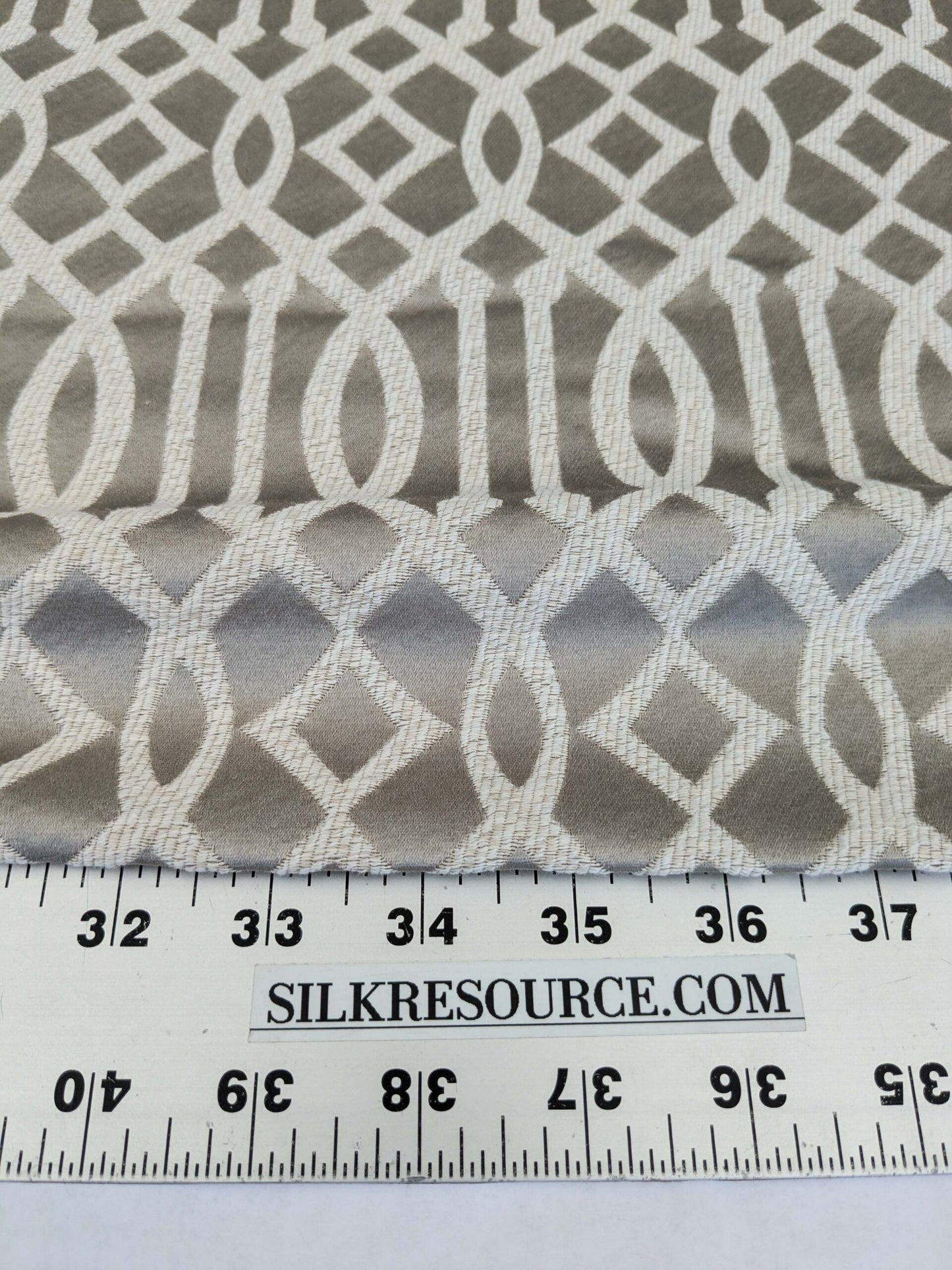 8 EV52 2.4y x 55"wide Scalamandre Aldeco Ryad Dyor Silver on Taupe