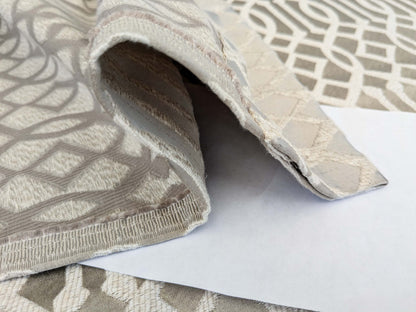 8 EV52 2.4y x 55"wide Scalamandre Aldeco Ryad Dyor Silver on Taupe