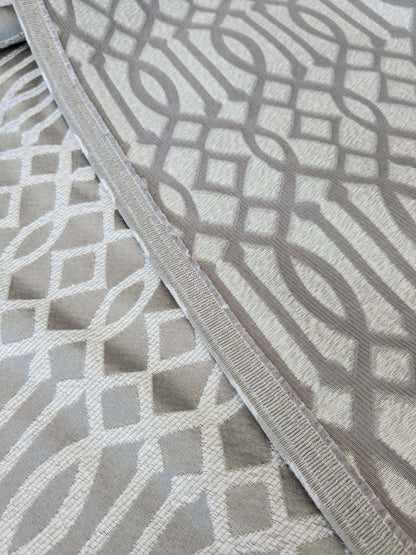 8 EV52 2.4y x 55"wide Scalamandre Aldeco Ryad Dyor Silver on Taupe