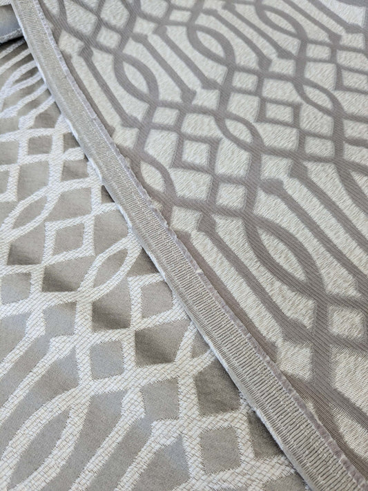 8 EV52 2.4y x 55"wide Scalamandre Aldeco Ryad Dyor Silver on Taupe