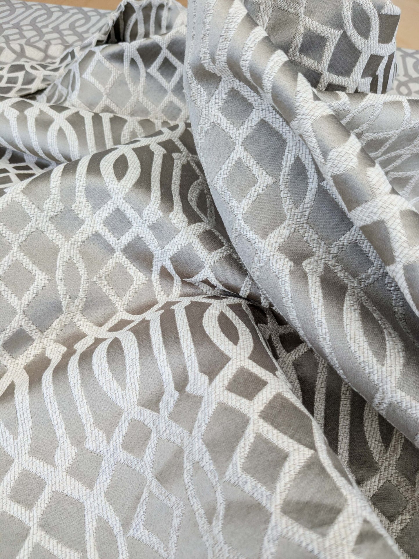 8 EV52 2.4y x 55"wide Scalamandre Aldeco Ryad Dyor Silver on Taupe