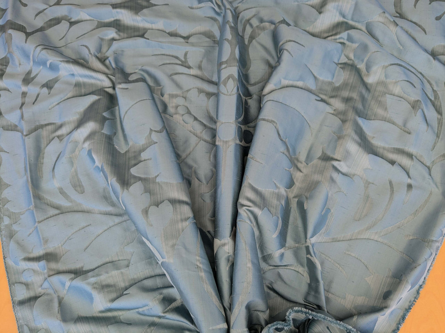 9 EV52 2.4y x 57"wide Scalamandre Old World Weavers Villa Regina Damask Blue 100% Silk Renaissance MSRP USD500+