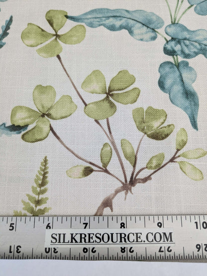 10 EV52 2.4y x 57"wide Scalamandre Old World Weavers Wethersfield Fern Spring White Polyester Floral Print