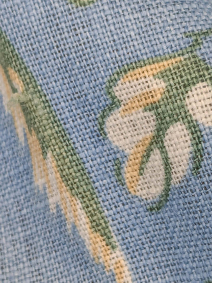 11 EV52 1.2y x 53"wide Scalamandre Aviary Sky Blue Linen Birds Floral Botanical Foliage Chinoiserie Print