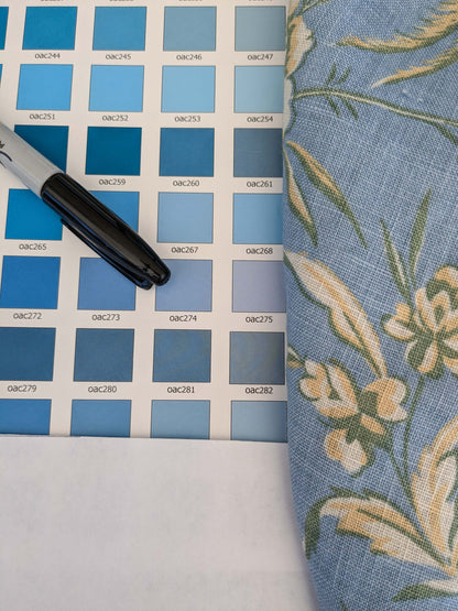 11 EV52 1.2y x 53"wide Scalamandre Aviary Sky Blue Linen Birds Floral Botanical Foliage Chinoiserie Print