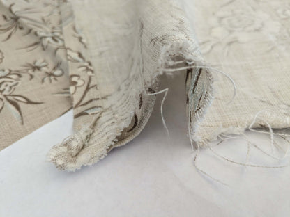 12 EV52 1.2y x 53"wide Scalamandre Aviary Taupe Brown Linen Birds Floral Botanical Foliage Chinoiserie Print