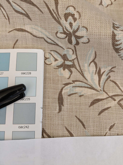 12 EV52 1.2y x 53"wide Scalamandre Aviary Taupe Brown Linen Birds Floral Botanical Foliage Chinoiserie Print