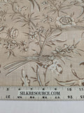 12 EV52 1.2y x 53"wide Scalamandre Aviary Taupe Brown Linen Birds Floral Botanical Foliage Chinoiserie Print