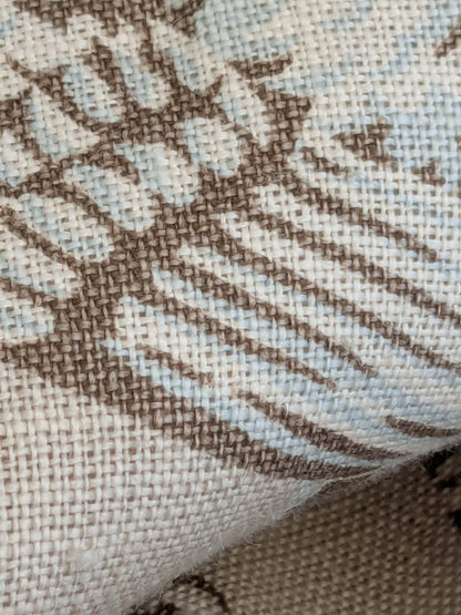 12 EV52 1.2y x 53"wide Scalamandre Aviary Taupe Brown Linen Birds Floral Botanical Foliage Chinoiserie Print