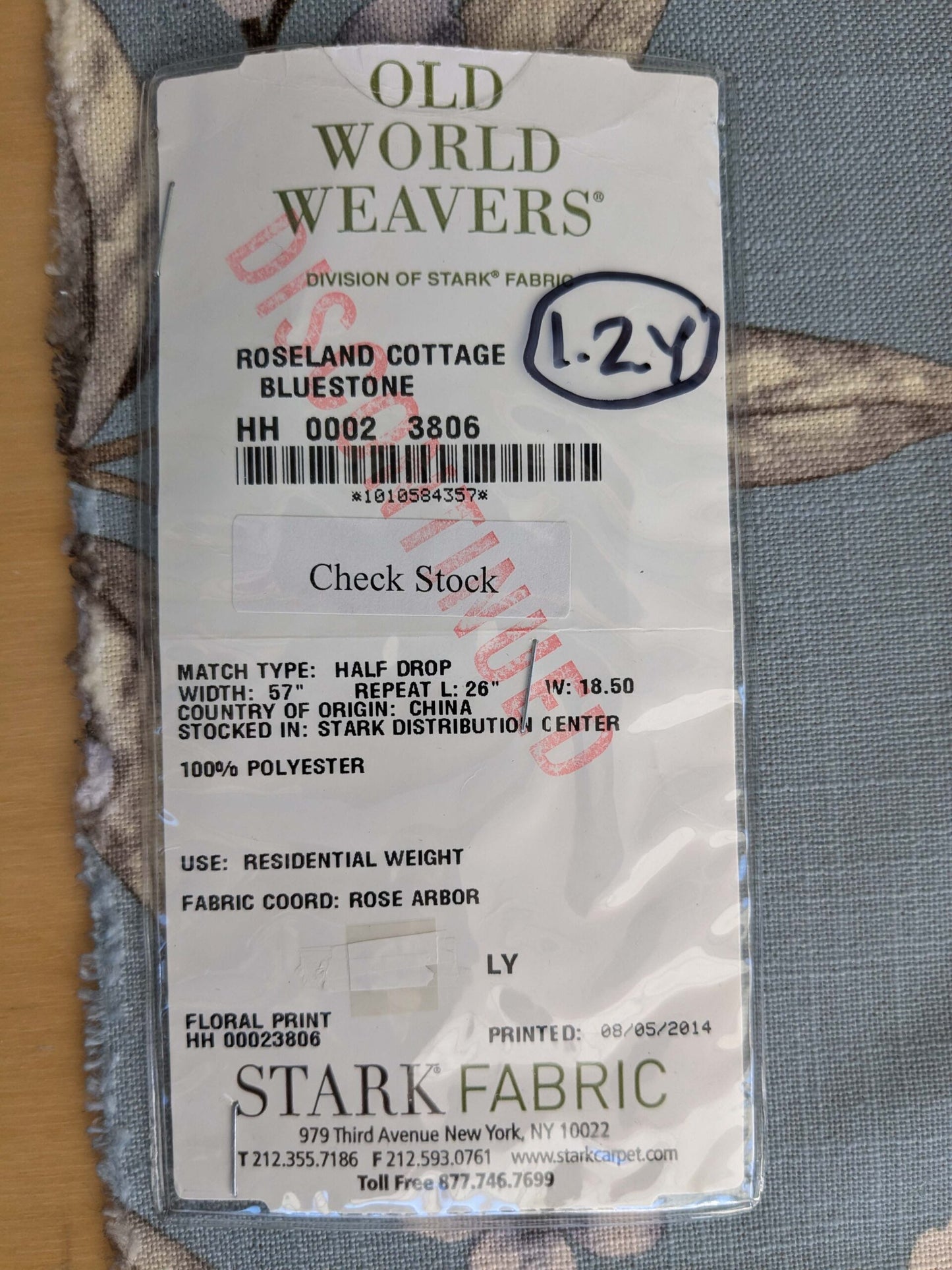 13 EV52 1.2y x 57"wide Scalamandre Roseland Cottage Bluestone Floral Print Botanical Polyester