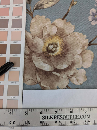 13 EV52 1.2y x 57"wide Scalamandre Roseland Cottage Bluestone Floral Print Botanical Polyester