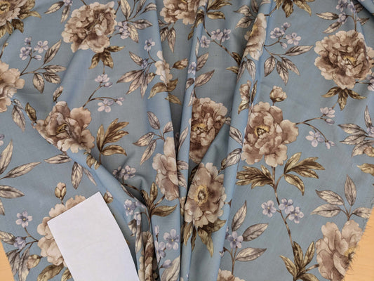 13 EV52 1.2y x 57"wide Scalamandre Roseland Cottage Bluestone Floral Print Botanical Polyester