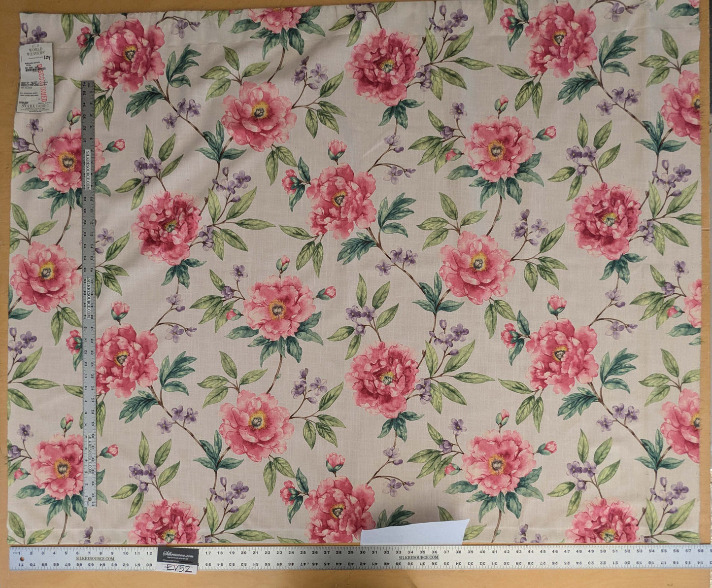 14 EV52 1.2y x 57"wide Scalamandre Roseland Cottage Petal Cream Pink Floral Print Botanical Polyester
