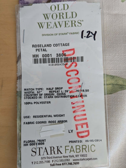 14 EV52 1.2y x 57"wide Scalamandre Roseland Cottage Petal Cream Pink Floral Print Botanical Polyester