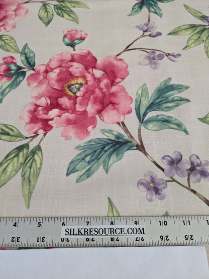 14 EV52 1.2y x 57"wide Scalamandre Roseland Cottage Petal Cream Pink Floral Print Botanical Polyester