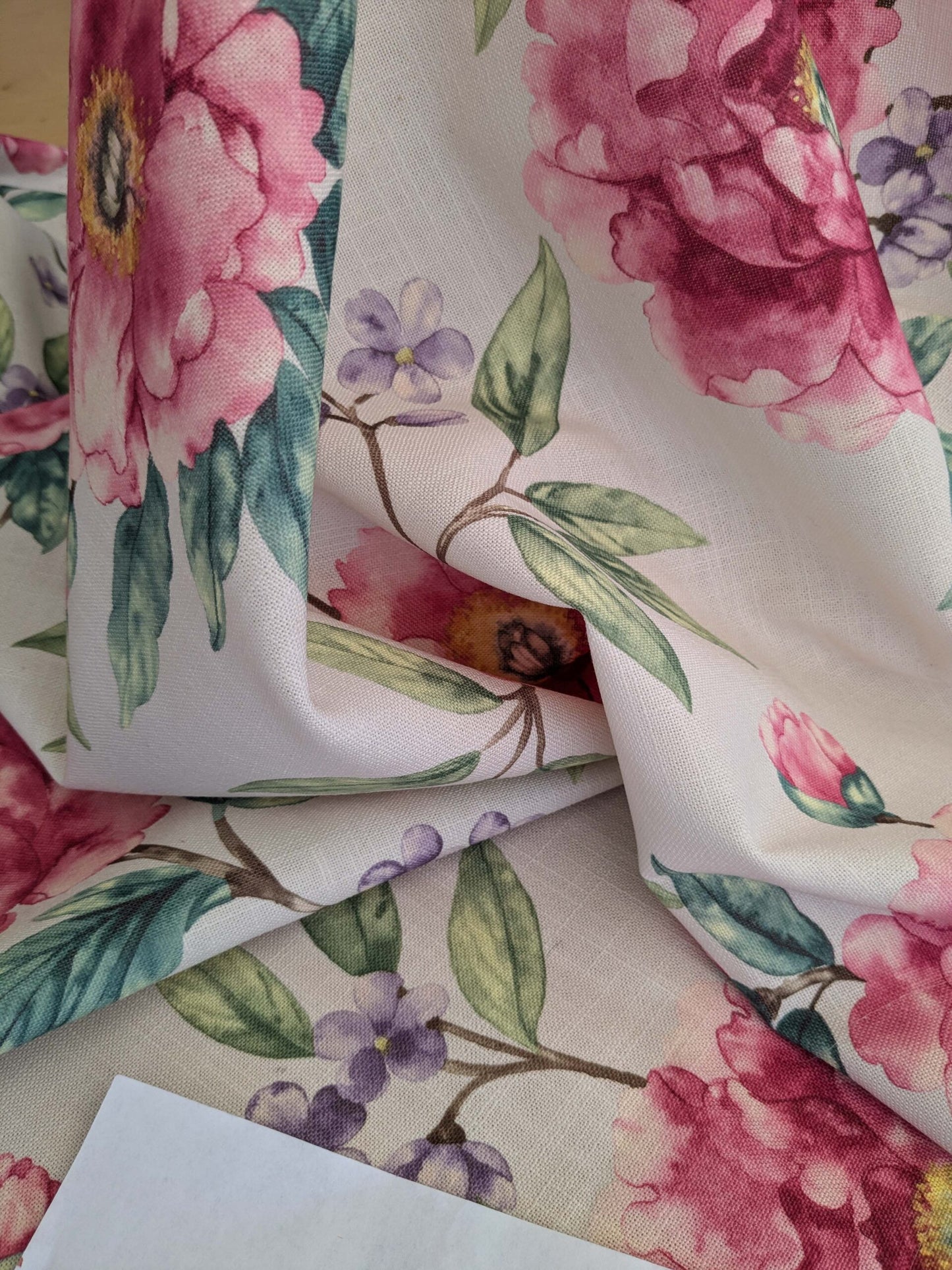 14 EV52 1.2y x 57"wide Scalamandre Roseland Cottage Petal Cream Pink Floral Print Botanical Polyester