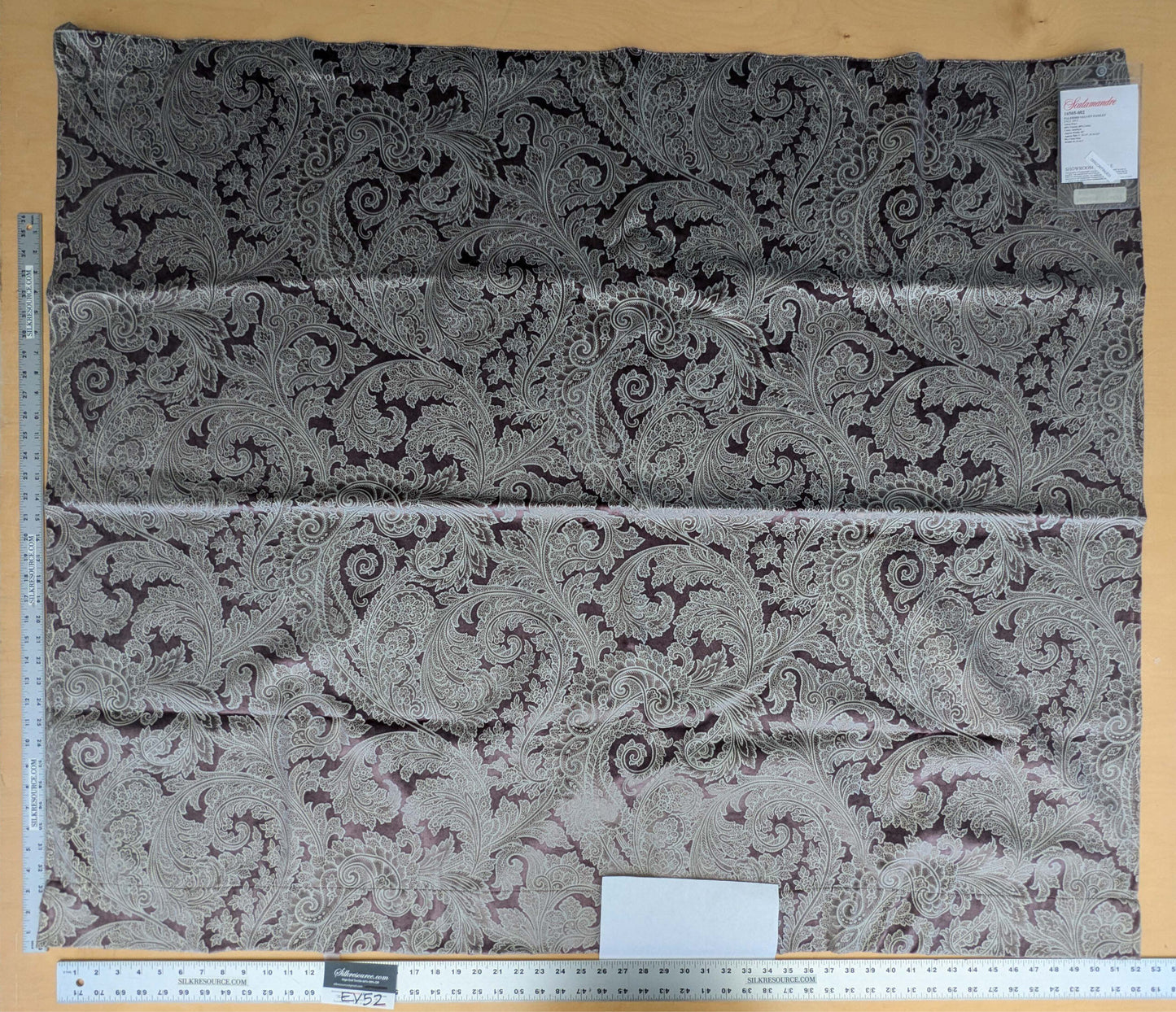 15 EV52 1.2y x 55"wide Scalamandre Palermo Velvet Paisley Amethyst Purple Printed Velvet Botanical Foliage MSRP USD610/y