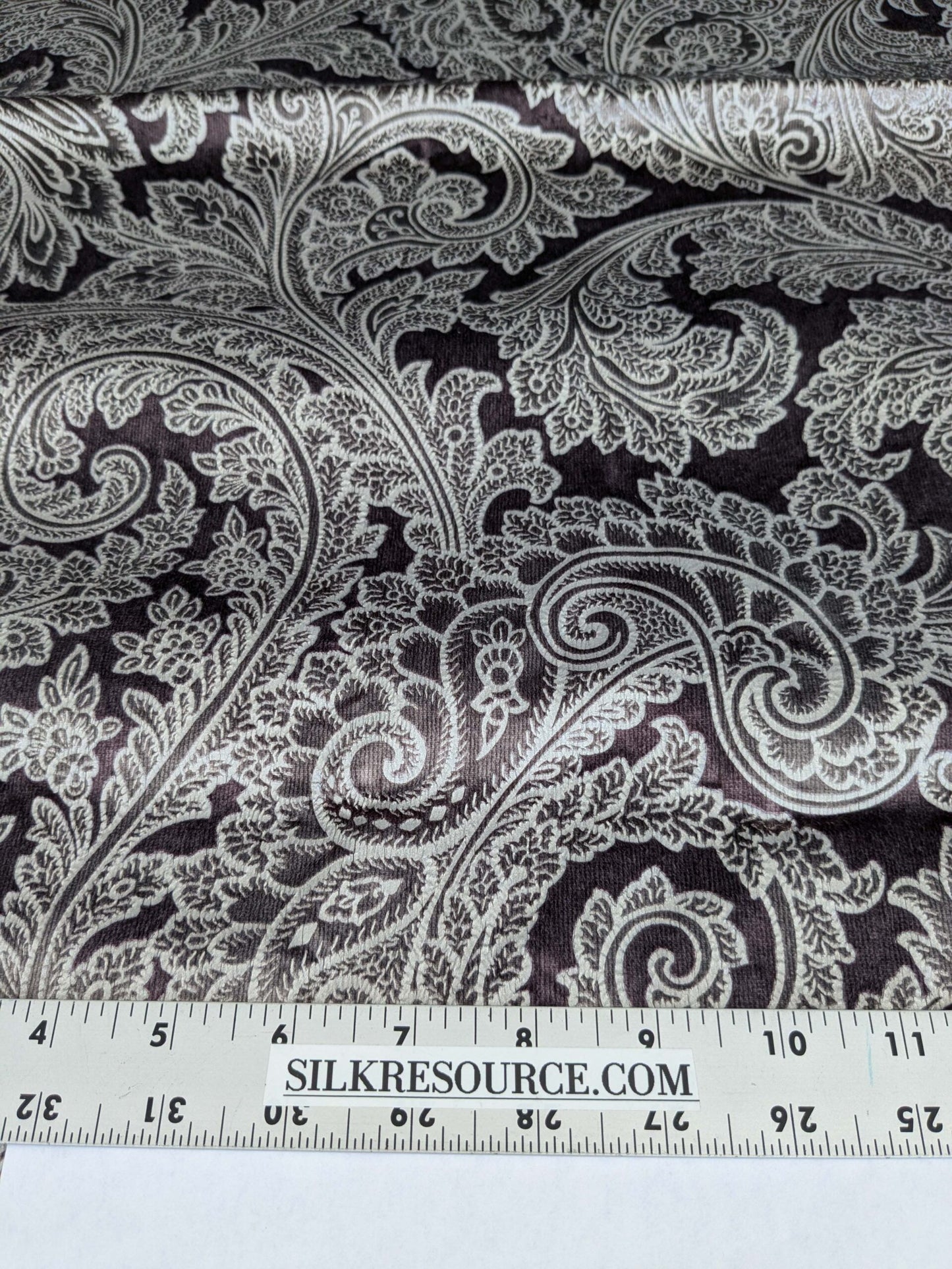 15 EV52 1.2y x 55"wide Scalamandre Palermo Velvet Paisley Amethyst Purple Printed Velvet Botanical Foliage MSRP USD610/y