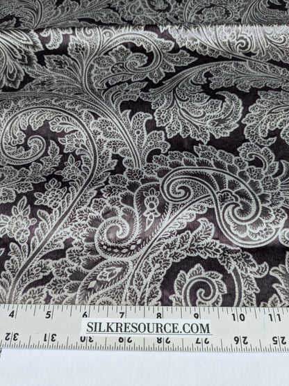 15 EV52 1.2y x 55"wide Scalamandre Palermo Velvet Paisley Amethyst Purple Printed Velvet Botanical Foliage MSRP USD610/y
