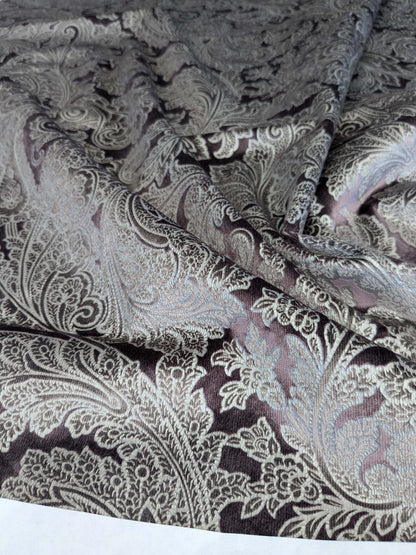 15 EV52 1.2y x 55"wide Scalamandre Palermo Velvet Paisley Amethyst Purple Printed Velvet Botanical Foliage MSRP USD610/y