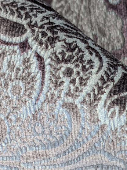 15 EV52 1.2y x 55"wide Scalamandre Palermo Velvet Paisley Amethyst Purple Printed Velvet Botanical Foliage MSRP USD610/y