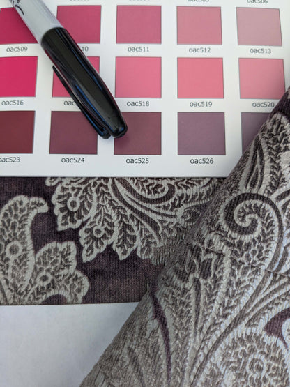 15 EV52 1.2y x 55"wide Scalamandre Palermo Velvet Paisley Amethyst Purple Printed Velvet Botanical Foliage MSRP USD610/y