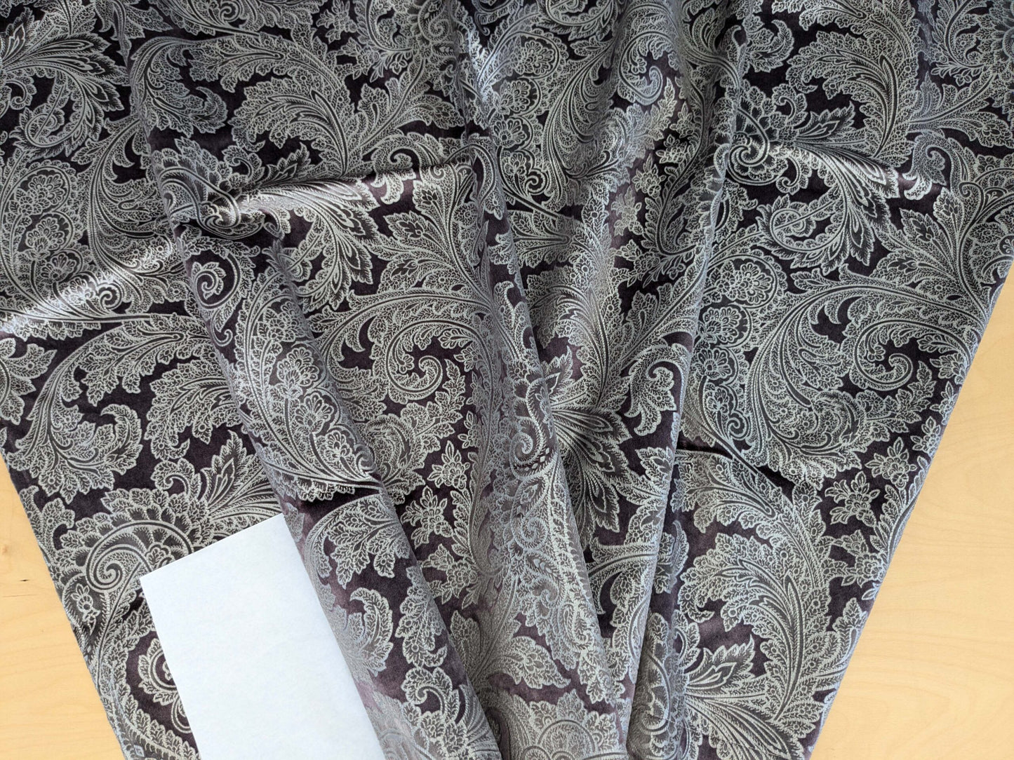 15 EV52 1.2y x 55"wide Scalamandre Palermo Velvet Paisley Amethyst Purple Printed Velvet Botanical Foliage MSRP USD610/y