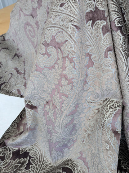 15 EV52 1.2y x 55"wide Scalamandre Palermo Velvet Paisley Amethyst Purple Printed Velvet Botanical Foliage MSRP USD610/y