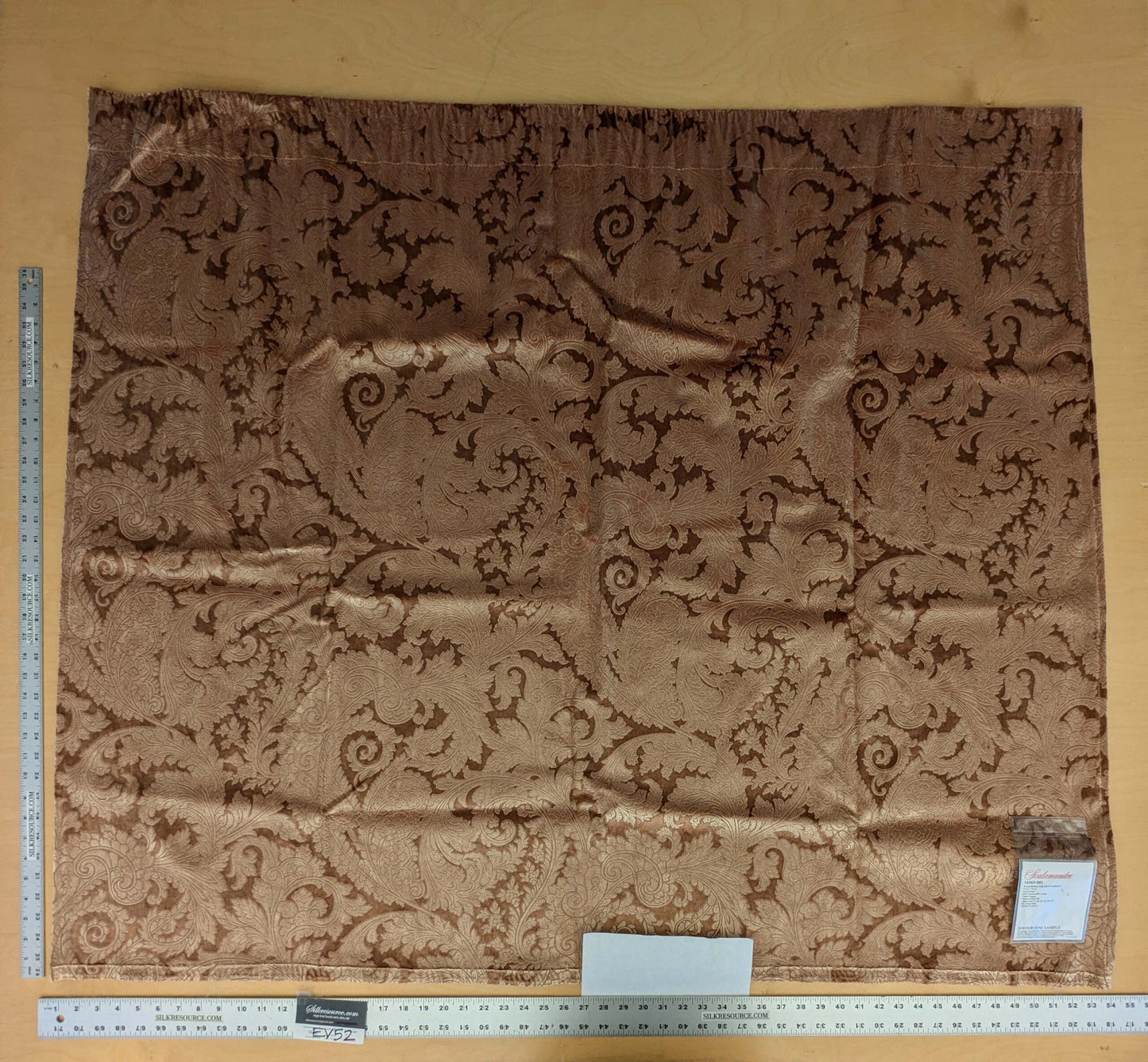 16 EV52 1.2y x 55"wide Scalamandre Palermo Velvet Paisley Copper Brown Printed Velvet Botanical Foliage MSRP USD610/y