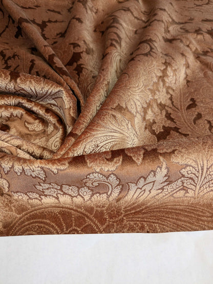 16 EV52 1.2y x 55"wide Scalamandre Palermo Velvet Paisley Copper Brown Printed Velvet Botanical Foliage MSRP USD610/y